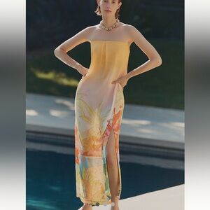 New FARM Rio x Anthropologie Strapless Maxi Dress